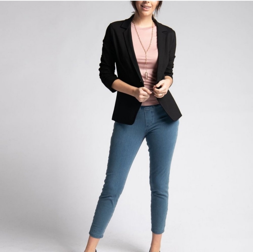 Betabrand Transcendent Black Knit Blazer Single Button Size Medium